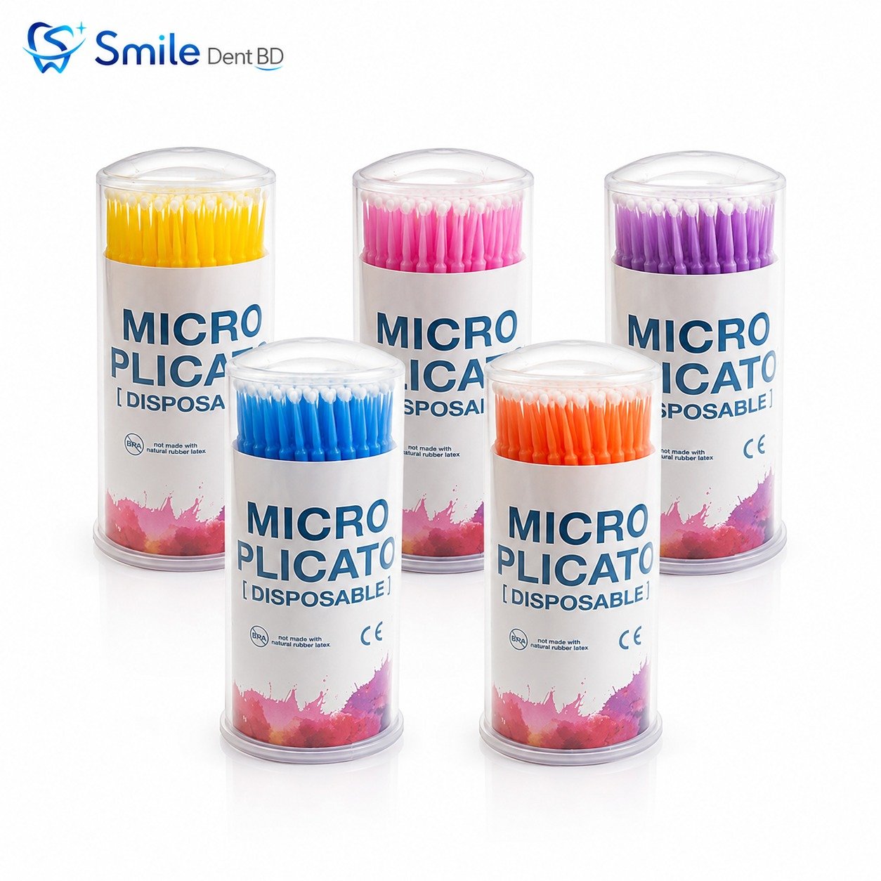 Disposable dental micro applicator brushes in assorted colours Disposable dental micro applicator brushes in assorted colours
