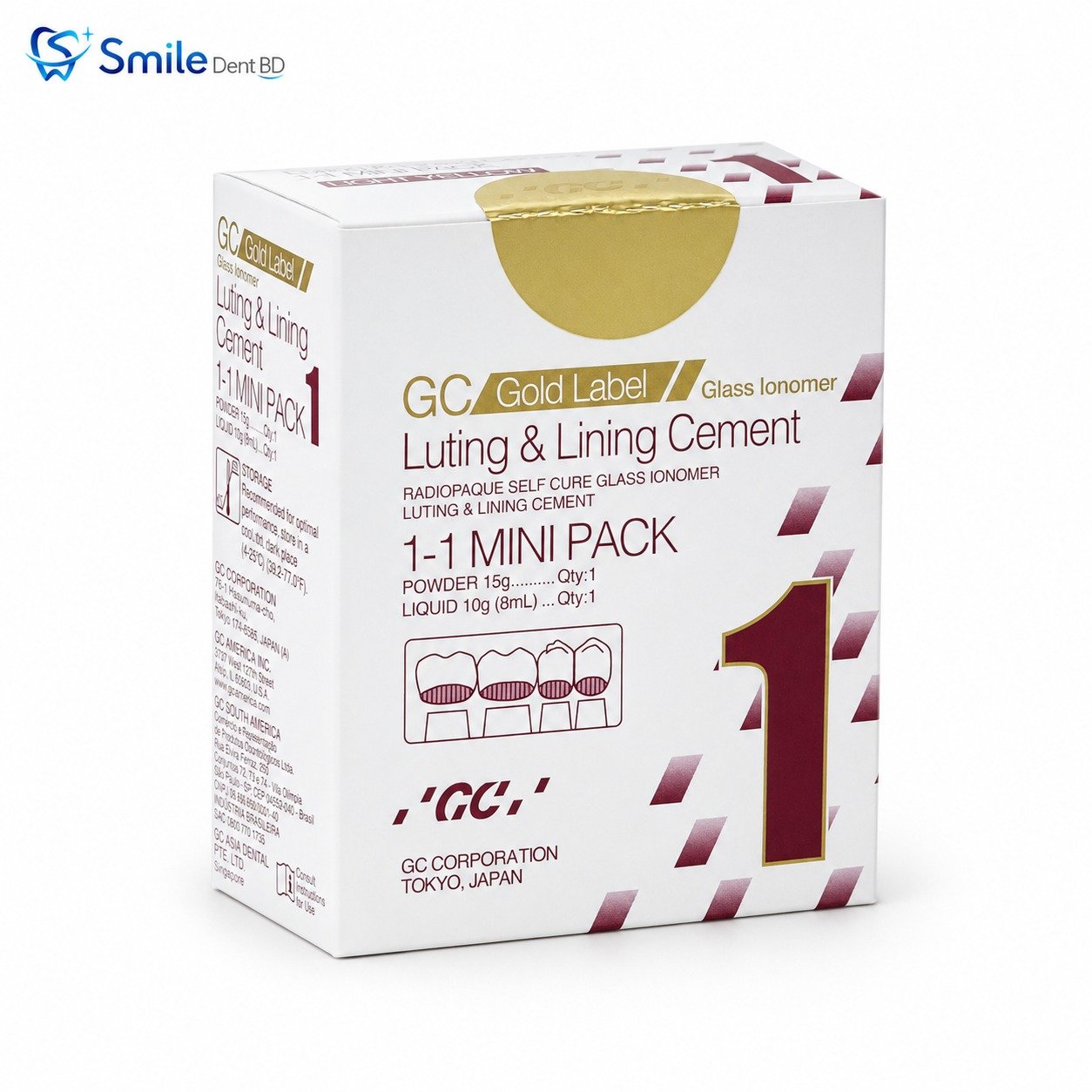 GC Gold Label 1 glass ionomer luting and lining cement mini pack GC Gold Label 1 glass ionomer luting and lining cement mini pack
