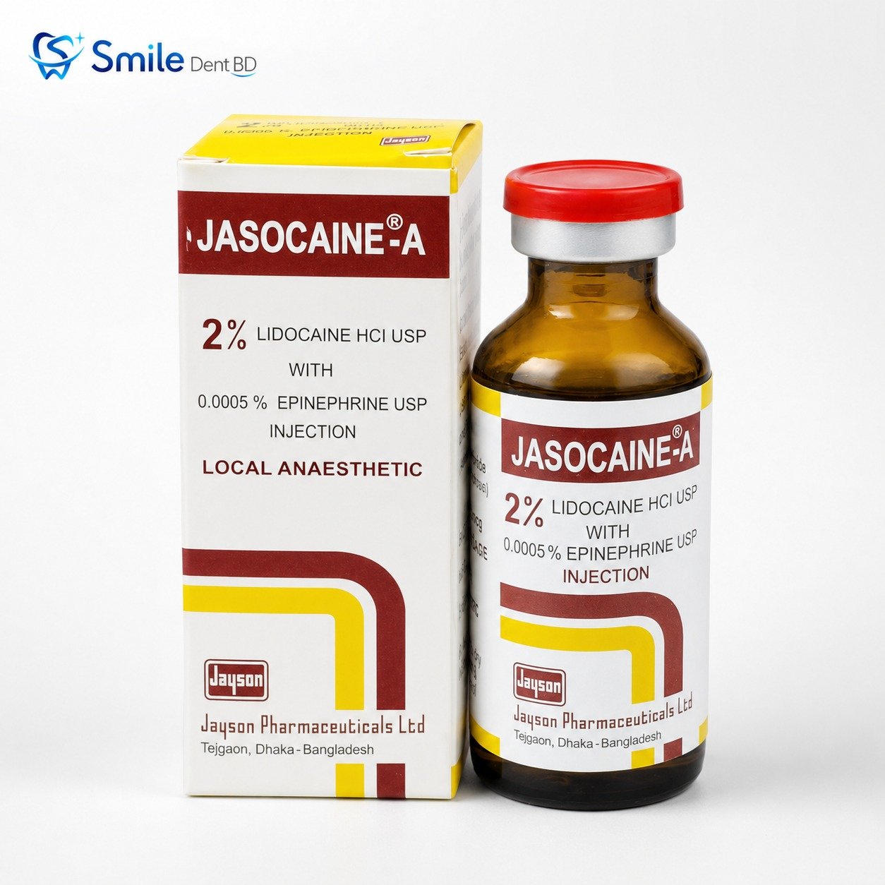 Jasocaine-A prescription local anaesthetic injection product packaging Jasocaine-A prescription local anaesthetic injection product packaging