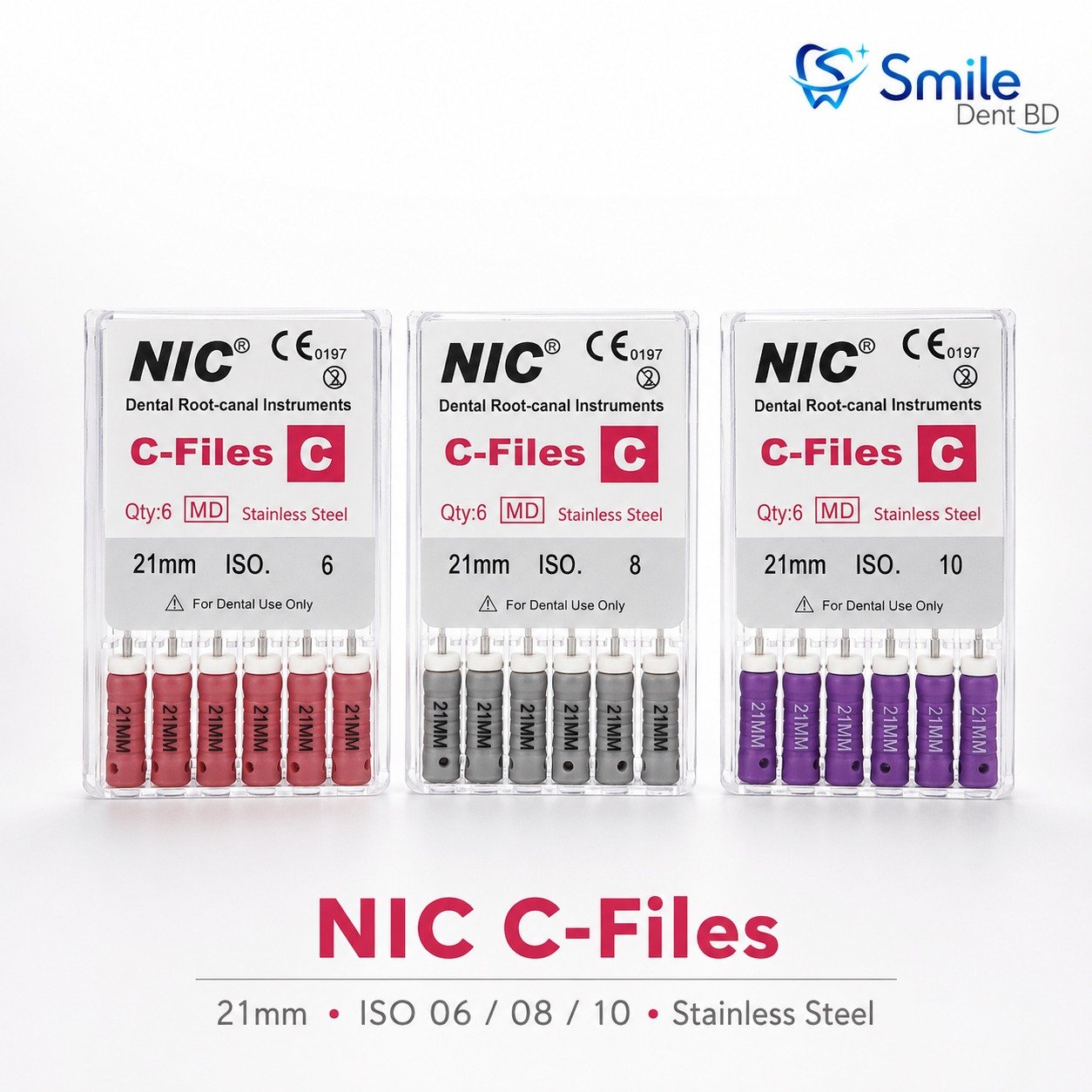 NIC manual endodontic C-Files with colour-coded handles NIC manual endodontic C-Files with colour-coded handles