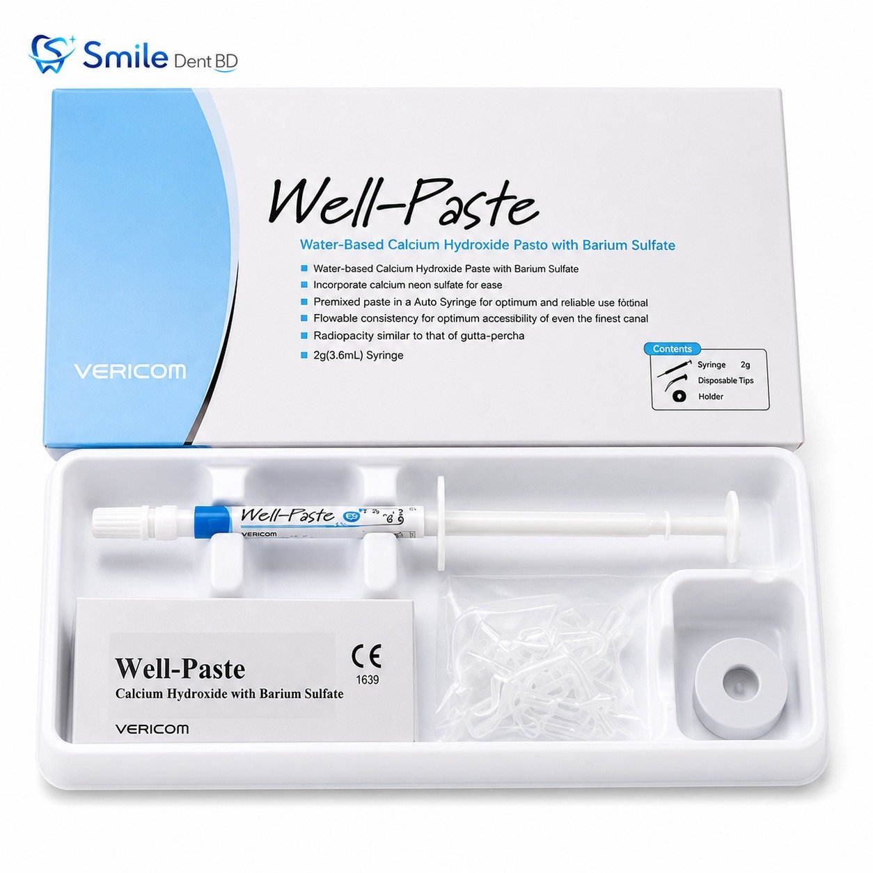 VERICOM calcium hydroxide intracanal paste with disposable application tips VERICOM calcium hydroxide intracanal paste with disposable application tips