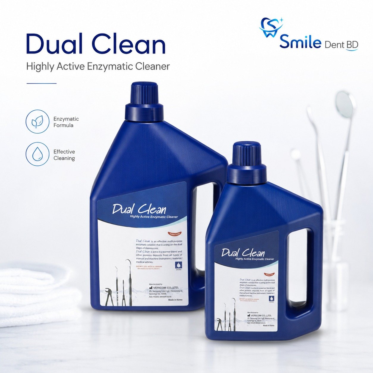 Dual Clean 1L and 2L enzymatic cleaner by VERICOM